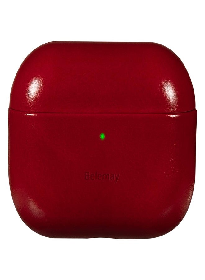 Belemay Handcrafted Oil-Waxed Leather Case for AirPods Pro 3rd Gen (2025), Genuine Cowhide, Smooth Glossy Lively Two-Tone Patina, Compatible with MagSafe, Compatible with Airpods Pro 3, Crimson Red - Image 1