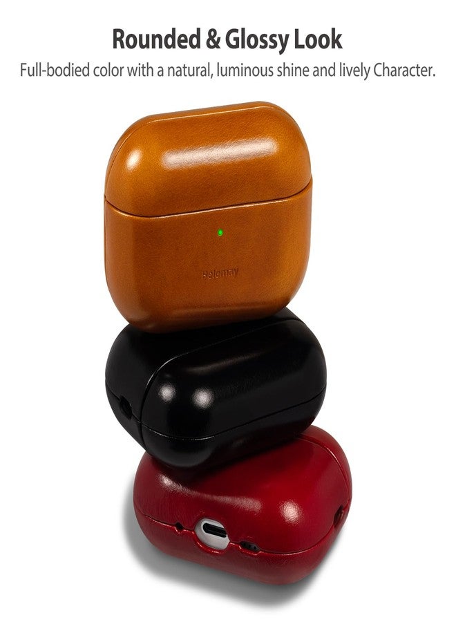 Belemay Handcrafted Oil-Waxed Leather Case for AirPods Pro 3rd Gen (2025), Genuine Cowhide, Smooth Glossy Lively Two-Tone Patina, Compatible with MagSafe, Compatible with Airpods Pro 3, Crimson Red - Image 4