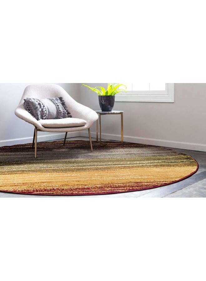Unique Loom Barista Collection Modern Multi Striped Contemporary Gradient Beige Round Rug (4' 0 x 4' 0) - Image 2