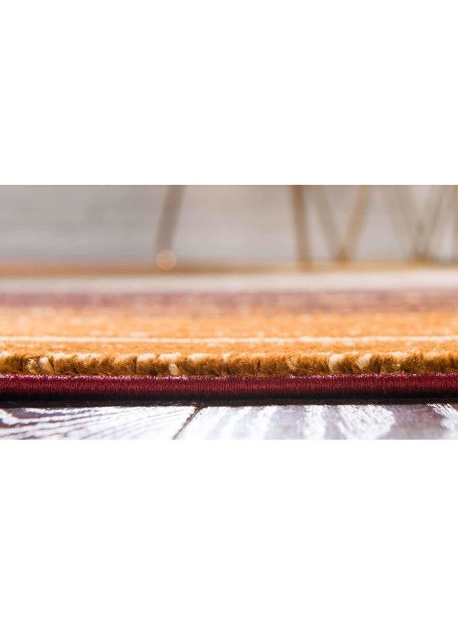 Unique Loom Barista Collection Modern Multi Striped Contemporary Gradient Beige Round Rug (4' 0 x 4' 0) - Image 4
