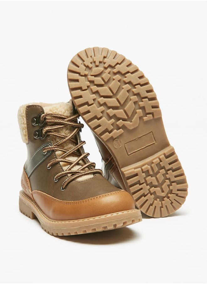 Lee Cooper - Boys' Fur Textured High Cut Boots with Zip Closure - Image 1
