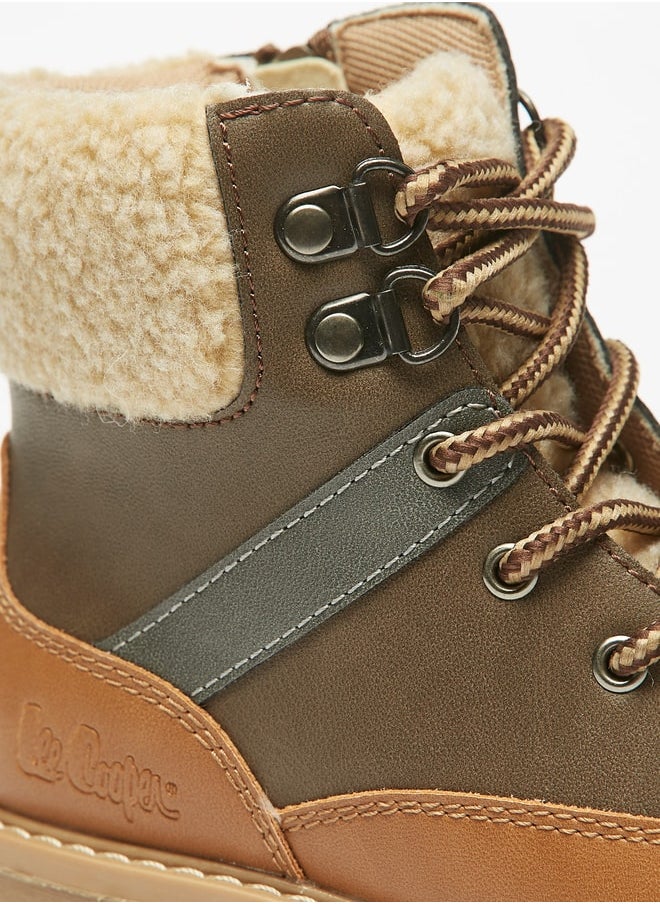 Lee Cooper - Boys' Fur Textured High Cut Boots with Zip Closure - Image 1