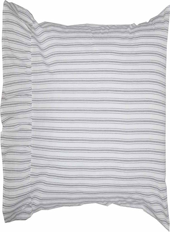 Piper Classics أغطية وسائد بايبر كلاسيكس الكلاسيكية الخالدة بنقشة مربعات مكشكشة، مقاس كينج، طقم من قطعتين، خطوط بيضاء ورمادية ناعمة، غطاء وسادة سرير بنمط ريفي عتيق... - Image 2