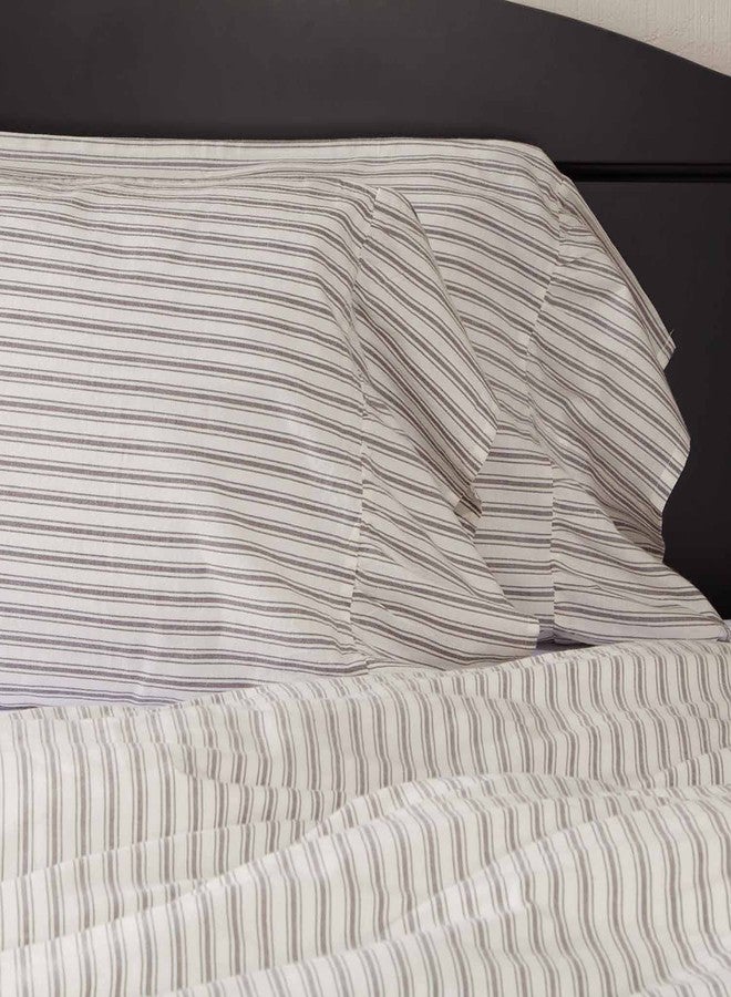 Piper Classics أغطية وسائد بايبر كلاسيكس الكلاسيكية الخالدة بنقشة مربعات مكشكشة، مقاس كينج، طقم من قطعتين، خطوط بيضاء ورمادية ناعمة، غطاء وسادة سرير بنمط ريفي عتيق... - Image 1