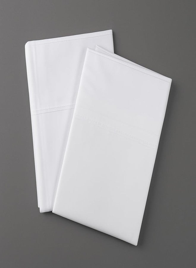 Peru Pima 415 Thread Count Percal King Pillowcases - 100% Peruvian Pima Cotton, 2 Piece (2 Pillowcases) - Cooling, Crisp, Hotel Quality Bedding - White - Image 2