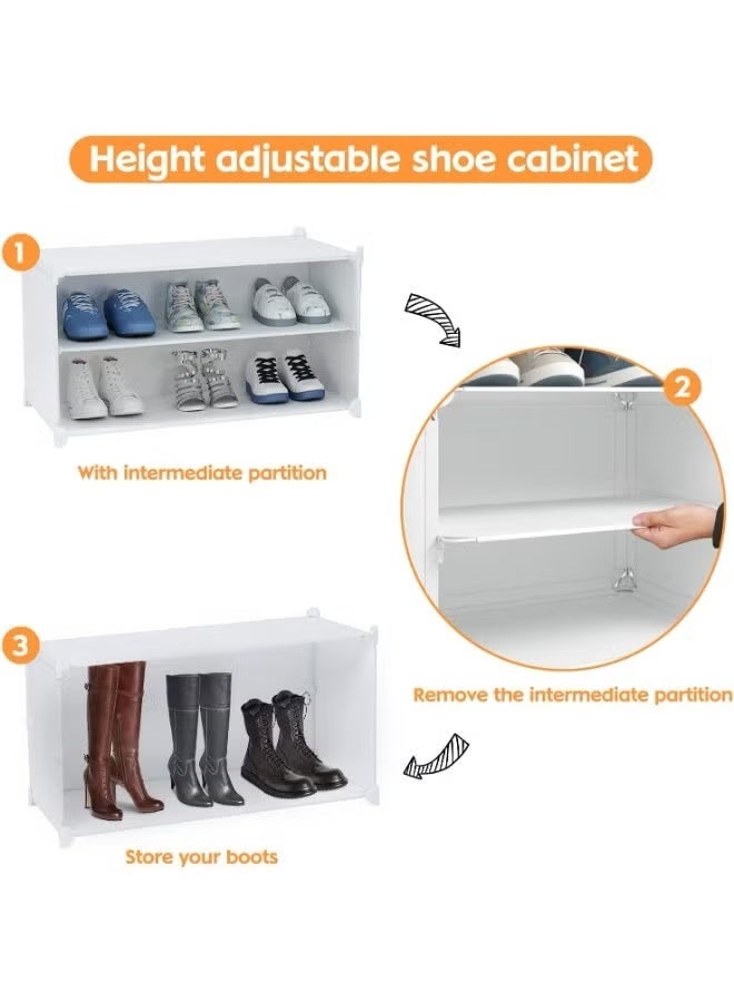 Eworld 6-Tier Plastic Shoe Organizer Rack with Doors | Free-Standing Shoe Storage Cabinet | 6 Shelves Large Capacity | Adjustable Waterproof Dust-Resistant Entryway Hallway Organizer - Image 5