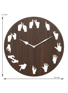 Webelkart Webelkart Beautiful Hands Round Wooden Wall Clock for Home and Office Decor| Wall Clock for Bedroom| Wall Clock for Living Room (30 cm x 30 cm x 2.8 cm, Brown)- Without Glass  - Image 2