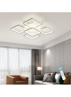 Ganeed Modern Dimmable LED Ceiling Light, 23.6" Flush Mount Ceiling Lights Fixture with Remote, Acrylic 5-Square Close to Ceiling Lamp for Living Room Dining Room Kitchen Bedroom, 70W, 3000K-6000K  - Image 1