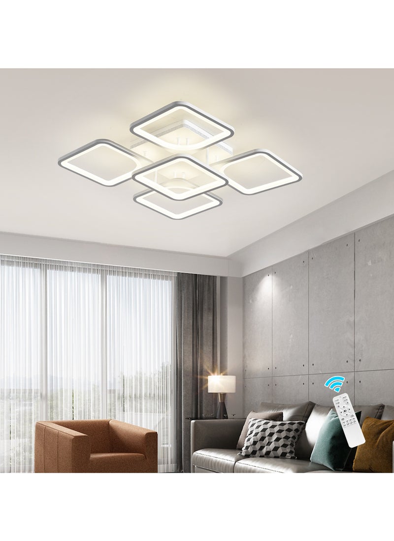 Ganeed Modern Dimmable LED Ceiling Light, 23.6" Flush Mount Ceiling Lights Fixture with Remote, Acrylic 5-Square Close to Ceiling Lamp for Living Room Dining Room Kitchen Bedroom, 70W, 3000K-6000K  - Image 1