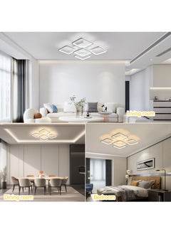 Ganeed Modern Dimmable LED Ceiling Light, 23.6" Flush Mount Ceiling Lights Fixture with Remote, Acrylic 5-Square Close to Ceiling Lamp for Living Room Dining Room Kitchen Bedroom, 70W, 3000K-6000K  - Image 3