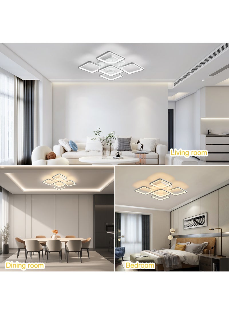 Ganeed Modern Dimmable LED Ceiling Light, 23.6" Flush Mount Ceiling Lights Fixture with Remote, Acrylic 5-Square Close to Ceiling Lamp for Living Room Dining Room Kitchen Bedroom, 70W, 3000K-6000K  - Image 3