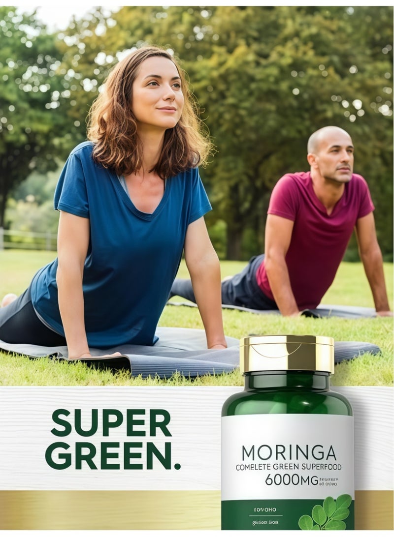مورينجا كبسولات المورينغا 6000 مجم | السوبر فود الأخضر الكامل، غير معدلة وراثيًا وخالية من الغلوتين، 180 كبسولة سريعة الإطلاق | مكمل عشبي للطاقة والهضم والصحة العامة - Image 5