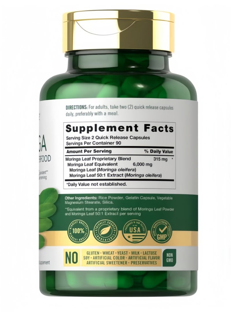 مورينجا كبسولات المورينغا 6000 مجم | السوبر فود الأخضر الكامل، غير معدلة وراثيًا وخالية من الغلوتين، 180 كبسولة سريعة الإطلاق | مكمل عشبي للطاقة والهضم والصحة العامة - Image 4