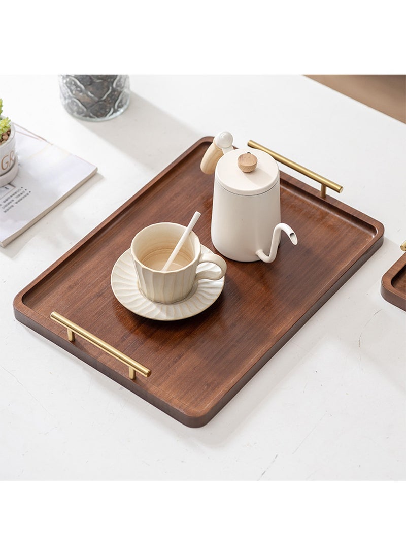 Serving Tray, Large Wooden Tray with Handle, 40×30 cm Bamboo Tray, Dessert Tray for Coffee, Cake, Tea, Cup, Food - Image 1