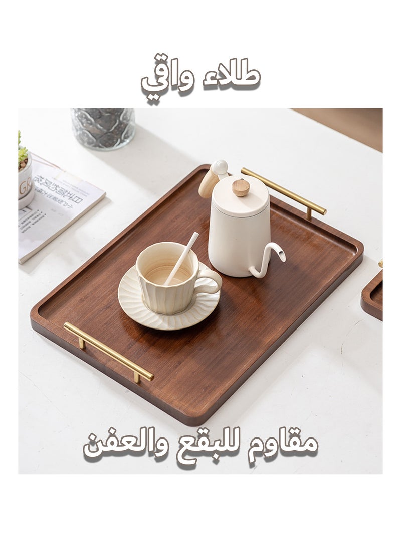 Serving Tray, Large Wooden Tray with Handle, 40×30 cm Bamboo Tray, Dessert Tray for Coffee, Cake, Tea, Cup, Food - Image 5
