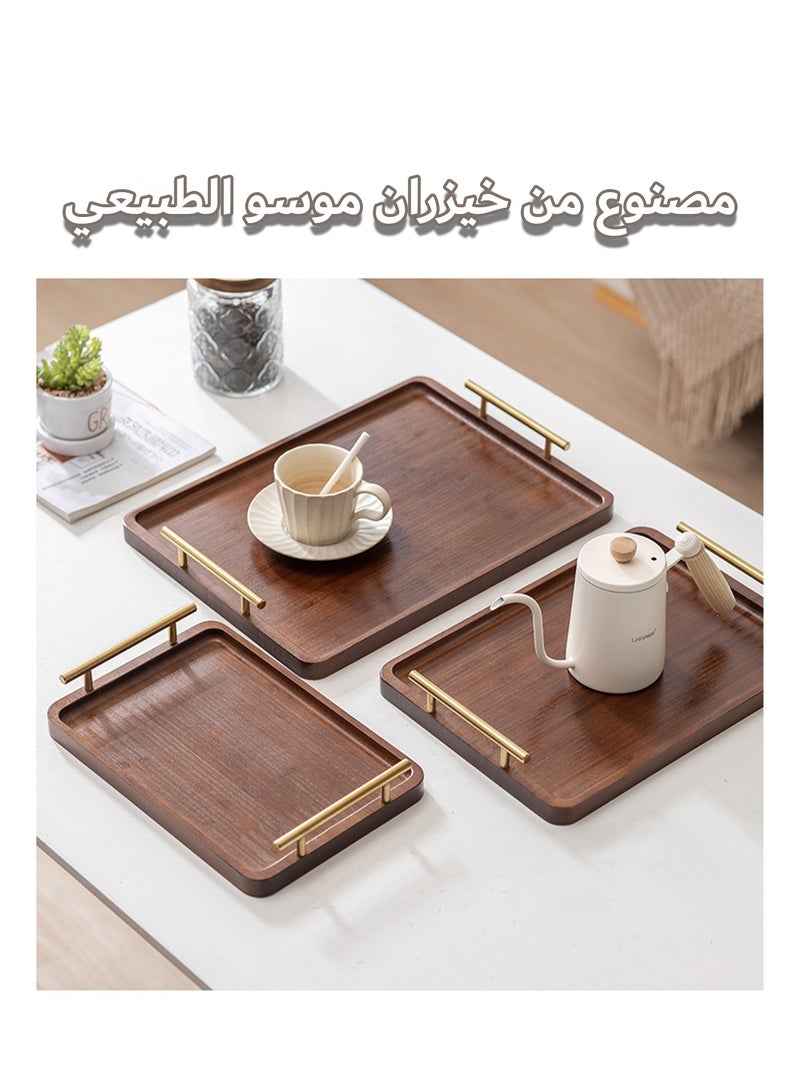 Serving Tray, Large Wooden Tray with Handle, 40×30 cm Bamboo Tray, Dessert Tray for Coffee, Cake, Tea, Cup, Food - Image 2