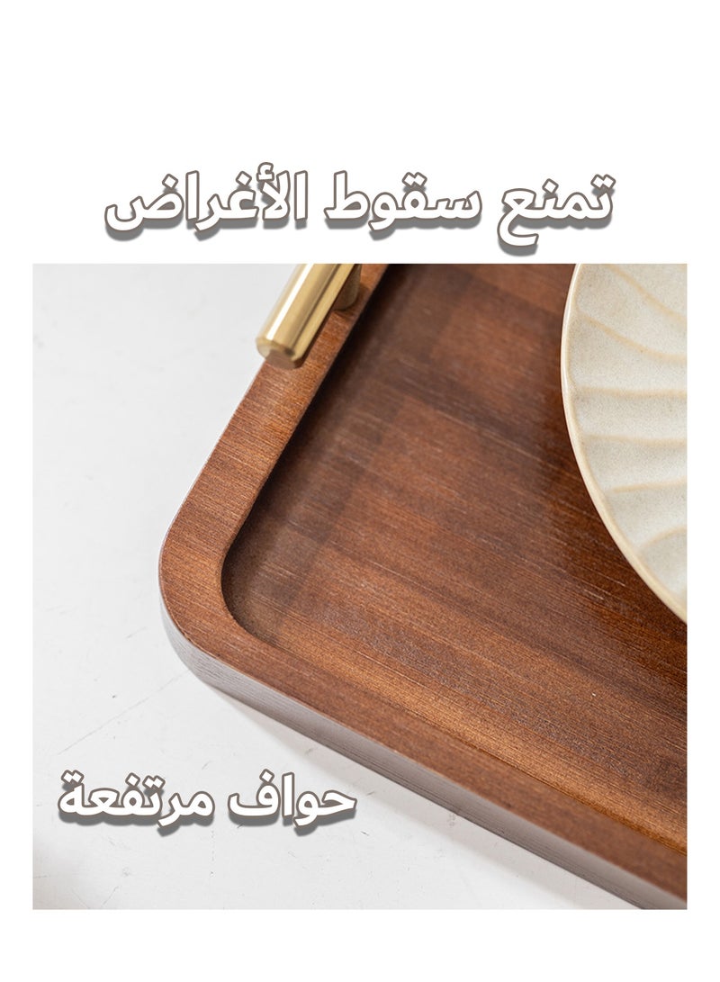 Serving Tray, Large Wooden Tray with Handle, 40×30 cm Bamboo Tray, Dessert Tray for Coffee, Cake, Tea, Cup, Food - Image 4
