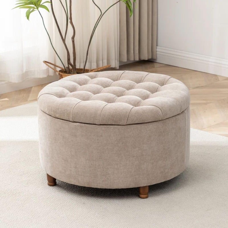 Comfynest Modern Storage Ottoman - Round Upholstered Seat - Image 3
