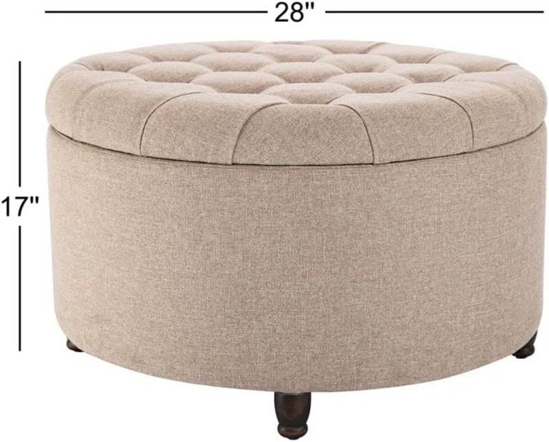 Comfynest Modern Storage Ottoman - Round Upholstered Seat - Image 2