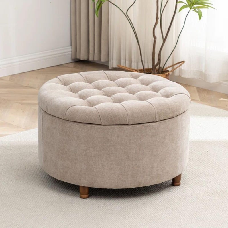 Comfynest Modern Storage Ottoman - Round Upholstered Seat - Image 1