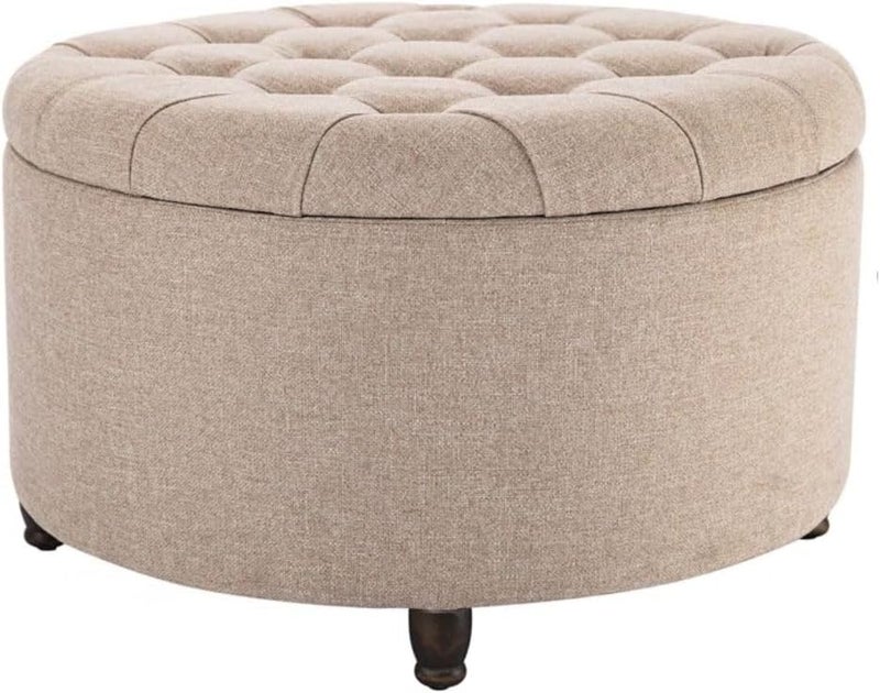 Comfynest Modern Storage Ottoman - Round Upholstered Seat - Image 4