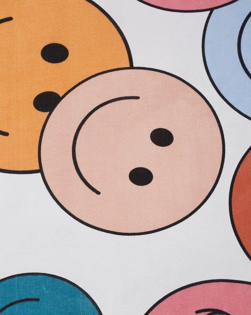 DIVINE OVERSEAS DIVINE OVERSEAS Premium Micro Fabric Kids Bed Sheet Set Colorful Smiley Design 1 Double Size Bed Sheet 90 x 100 2 Pillow Covers Ultra Soft Durable No Pilling No Shrinking  - Image 3