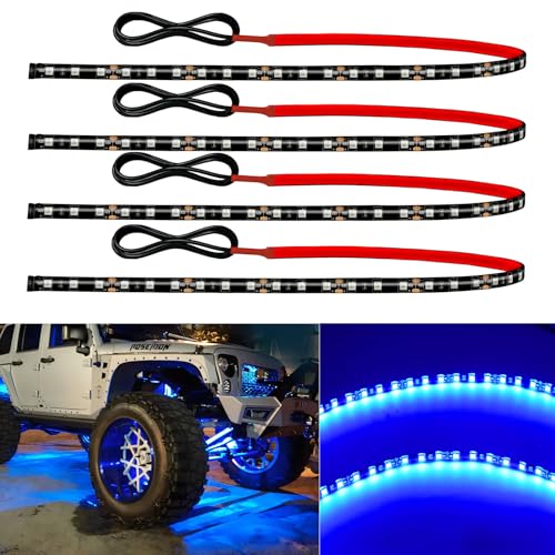 Miisiya 12V Led Light Strip Connectable 24Inch Blue Led Strip Lights for Car Golf Cart Motorcycle Boat Truck Cabinet Waterproof Led Light Strip,4Pack - Image 1
