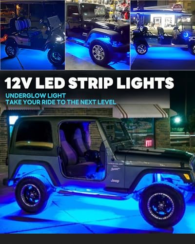 Miisiya 12V Led Light Strip Connectable 24Inch Blue Led Strip Lights for Car Golf Cart Motorcycle Boat Truck Cabinet Waterproof Led Light Strip,4Pack - Image 5