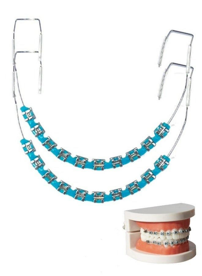 زينة أسنان مؤقتة واقعية مع أسلاك معدنية وأقواس معدنية وربطات تقويم الأسنان ودعامة تدريب طلاب طب الأسنان ومحاكاة عالية للتدريب على تقويم الأسنان وممارسة مهارة التشغيل السريري والتدريس والوسائل التعليمية لطب الأسنان باللون الأزرق - Image 2