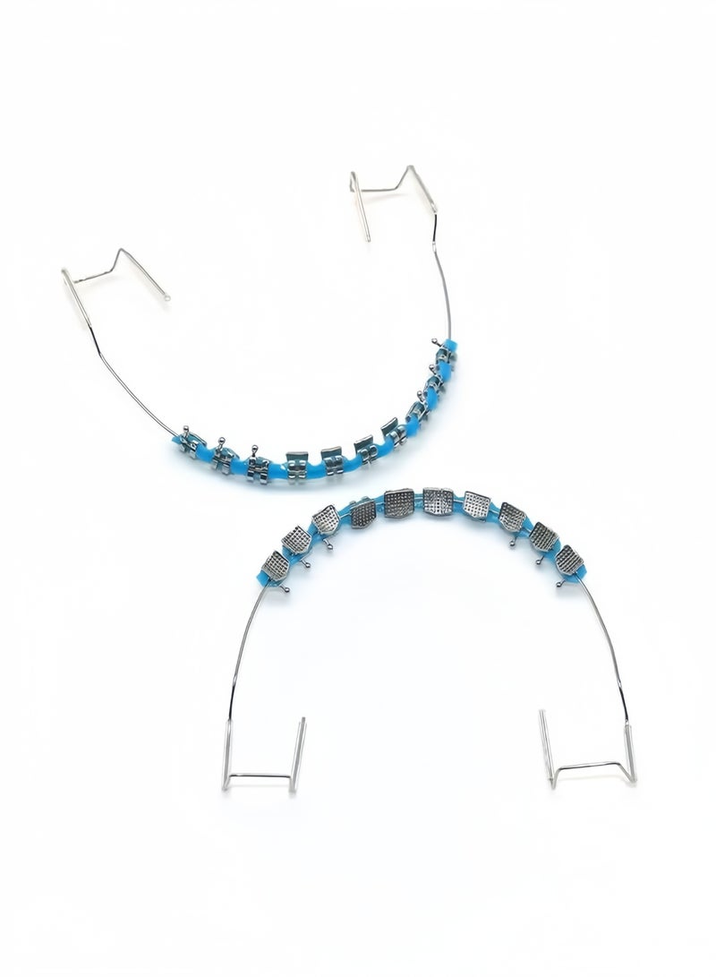 Realistic Temporary Tooth Decoration With Metal Wires Metal Brackets Orthodontic Ligature Ties Dental Student Practice Prop High Simulation For Orthodontic Training Clinical Operation Skill Practice Teaching Demonstration Dental Educational Aids Blue - Image 2