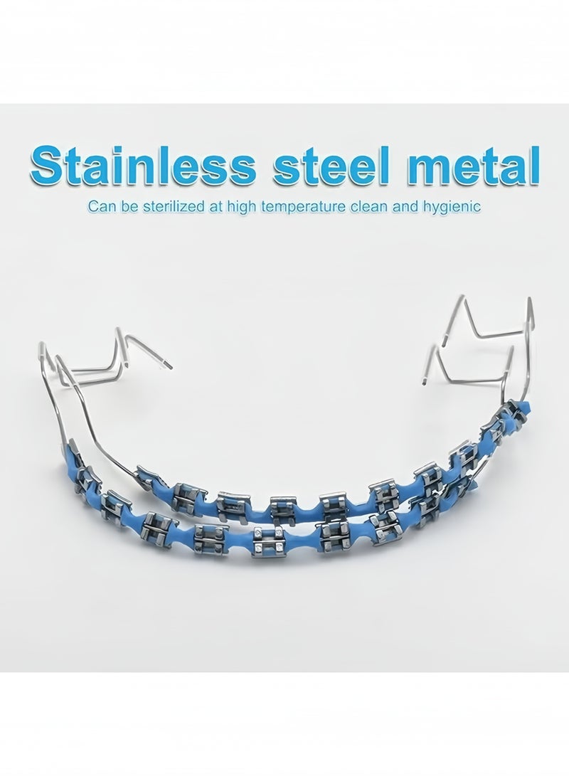 Realistic Temporary Tooth Decoration With Metal Wires Metal Brackets Orthodontic Ligature Ties Dental Student Practice Prop High Simulation For Orthodontic Training Clinical Operation Skill Practice Teaching Demonstration Dental Educational Aids Blue - Image 2