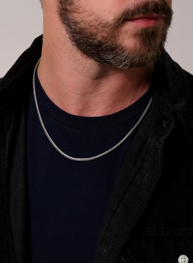 Waitsoul 925 Sterling Silver Square Foxtail Box Chain Lobster Clasp 2mm Silver Franco Chain for Men Women Silver Necklace Chain 22 Inche - Image 4
