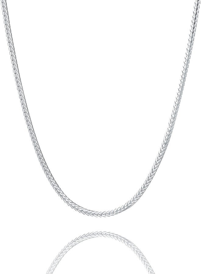 Waitsoul 925 Sterling Silver Square Foxtail Box Chain Lobster Clasp 2mm Silver Franco Chain for Men Women Silver Necklace Chain 22 Inche - Image 1
