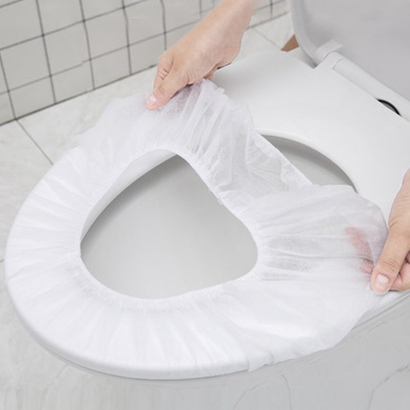 Disposable Toilet Seat Covers: 50 Pieces Non-woven Elastic Waterproof Pocket Size Packs - Breathable Soft Full Protection Covers for Travel Hotels Schools Communal Bathrooms Pregnant Adults - Image 4