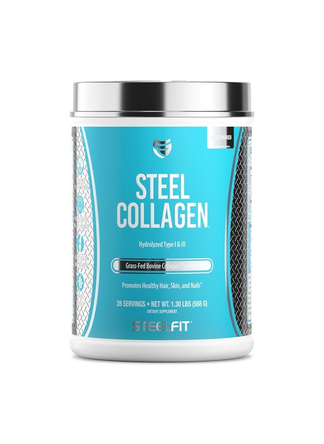 SteelFit - SteelFit Collagen Peptides Powder | Unflavored, 28 Servings | Grass-Fed Bovine Collagen with Hyaluronic Acid, Biotin Glycine & Vitamin C | Supports Healthy Joints, Bones, Skin, Hair & Nails - Image 1