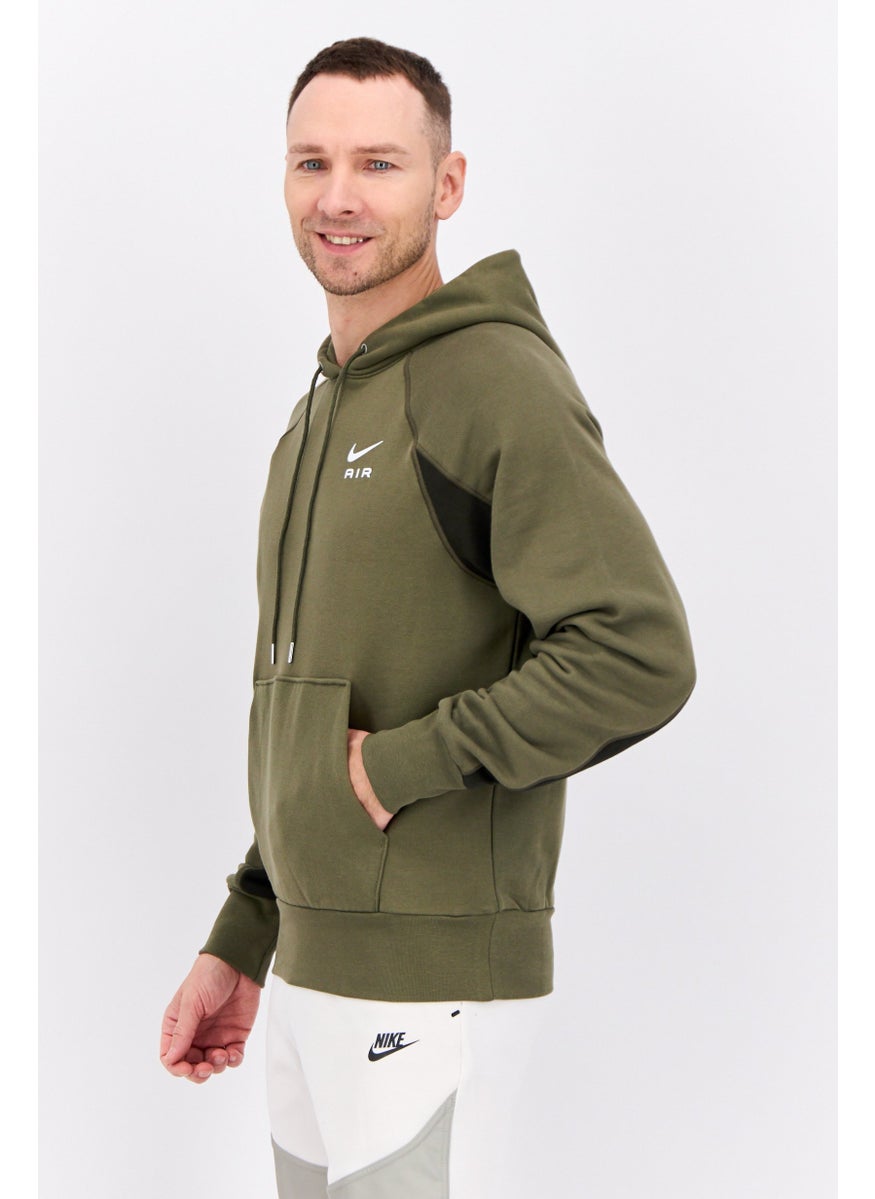 Nike Men Sportswear Fit Short Sleeve Outdoor Hooded Sweatshirt, Olive  - Image 2