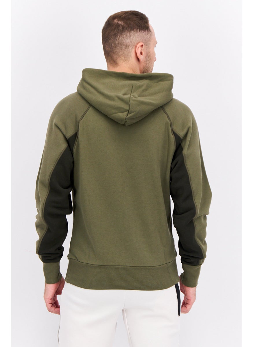 Nike Men Sportswear Fit Short Sleeve Outdoor Hooded Sweatshirt, Olive  - Image 3