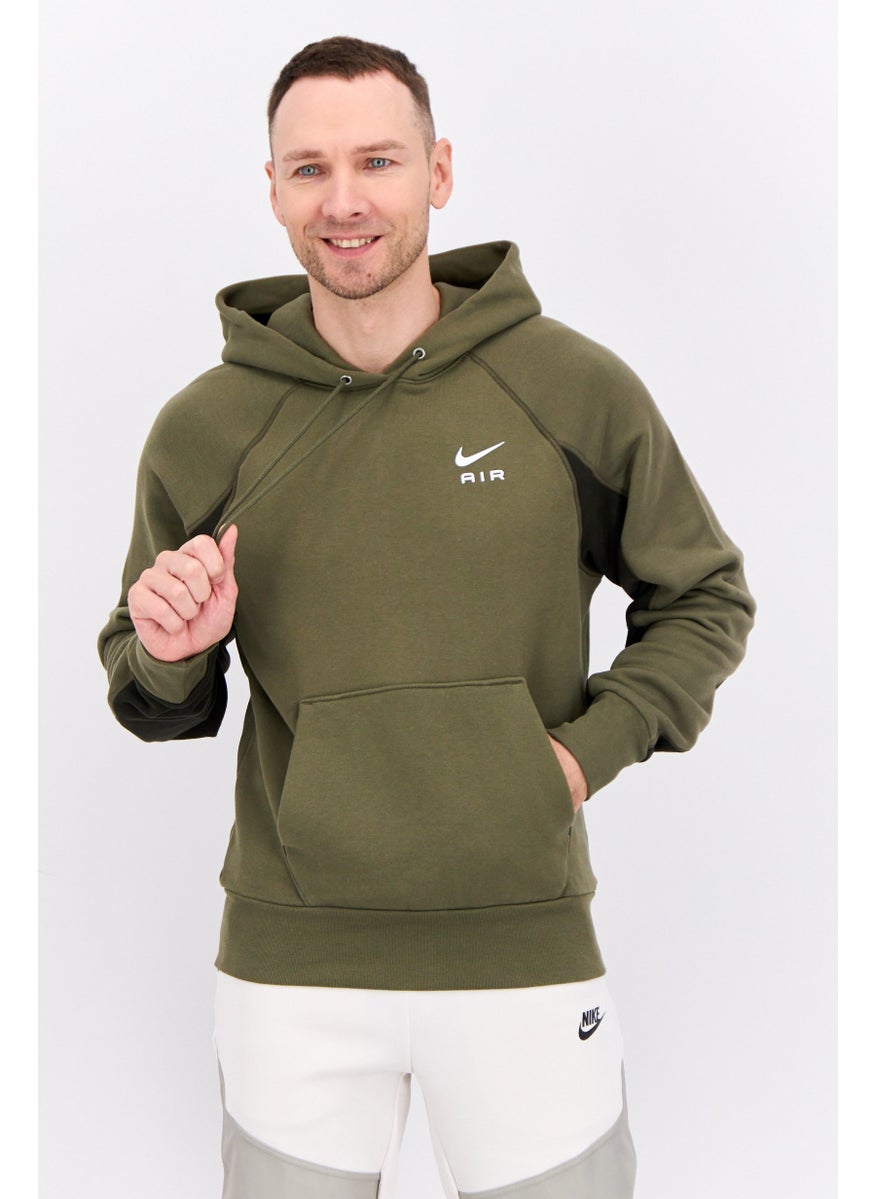 Nike Men Sportswear Fit Short Sleeve Outdoor Hooded Sweatshirt, Olive  - Image 1