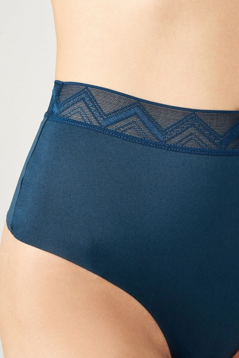 COTTONHILL Basic High Waist Laser Cut Thong Panties 3 Pack - 2