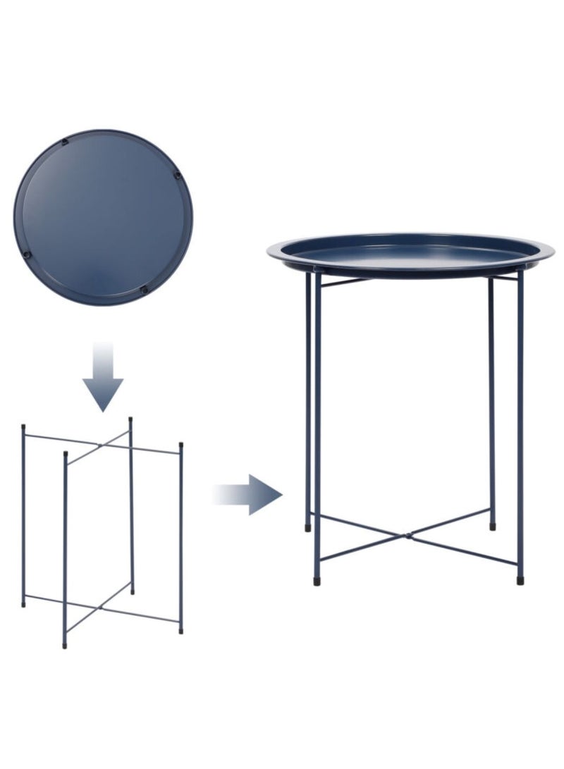 Huitich Table for Living Room Coffee Tray Side Serving Table Blue  - Image 3