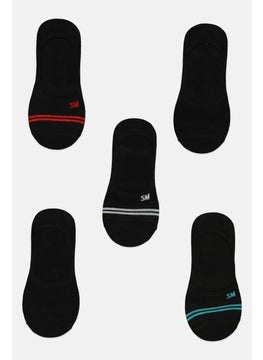 Men 5 Pairs Brand Logo Foot Liners Socks, Black