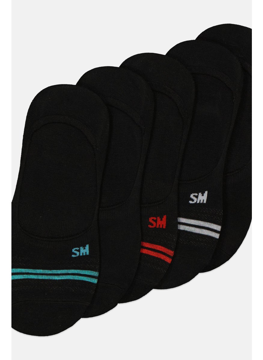 STEVE MADDEN - Men 5 Pairs Brand Logo Foot Liners Socks, Black - Image 1