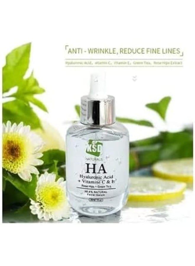 KSD Naturals HA Hyaluronic Acid Face Serum, clear 30ml - Image 3