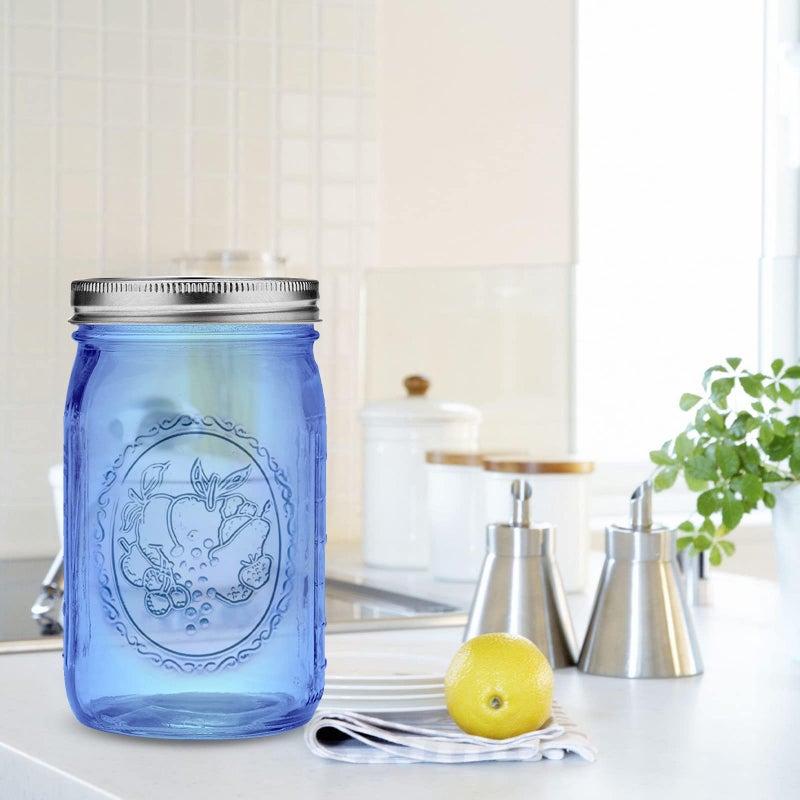 eleganttime Blue Wide Mouth Mason Jars 32 oz,6 Pack Colored Quart Glass Canning Jars with Airtight Lids for Canning,Pickling,Storage,DIY Crafts & DÃ©cor - Image 4