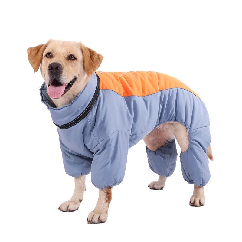 LOVINFURBABY HazeBlue Fullbody Thick Winter Coat, Reflective Windproof Fleece Lined Snowsuit, Zip Up Waterproof Dog Jacket with Harness, Blue, 20 - Image 1