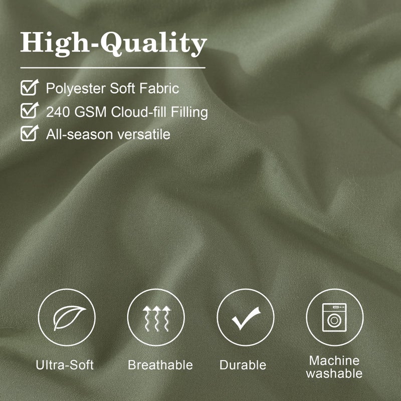 Monbix King Size Comforter Set - 7 Pieces Bed in a Bag King, Light Sage Green Bedding Sets with Comforter, All Seasons Comforter Bed Set with Sheets, Pillowcases & Shams - Image 5