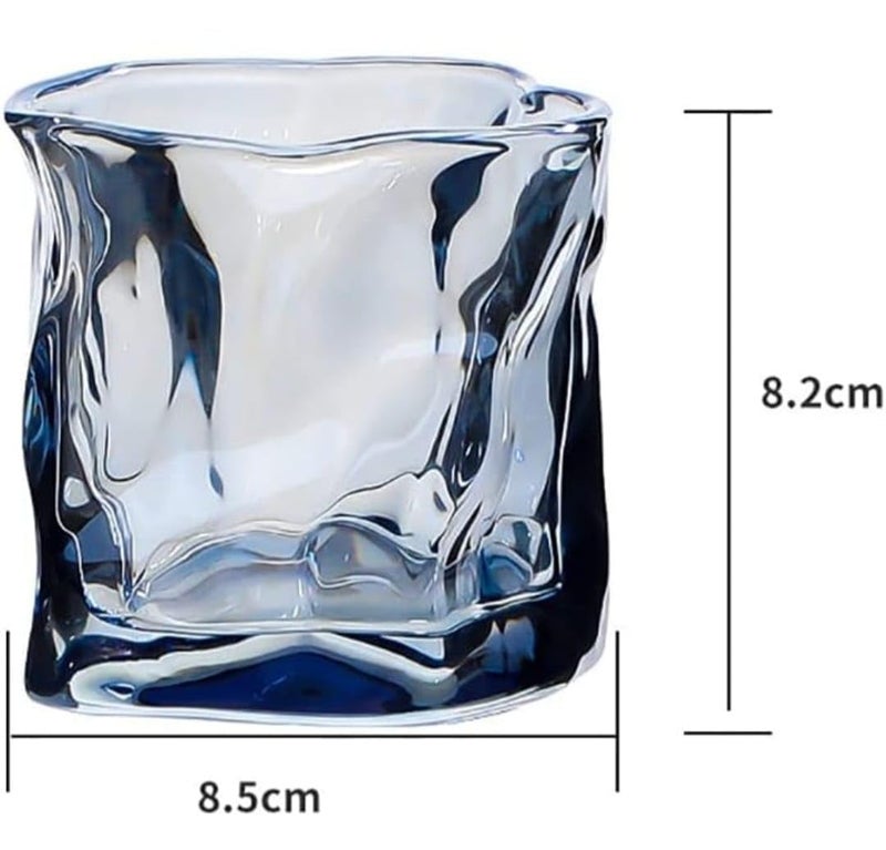 Meghasky Crystel Blue Design Glass Set of 6 200ml Stylish Glasses for Juice Soda Water Whiskey Wine - Image 5
