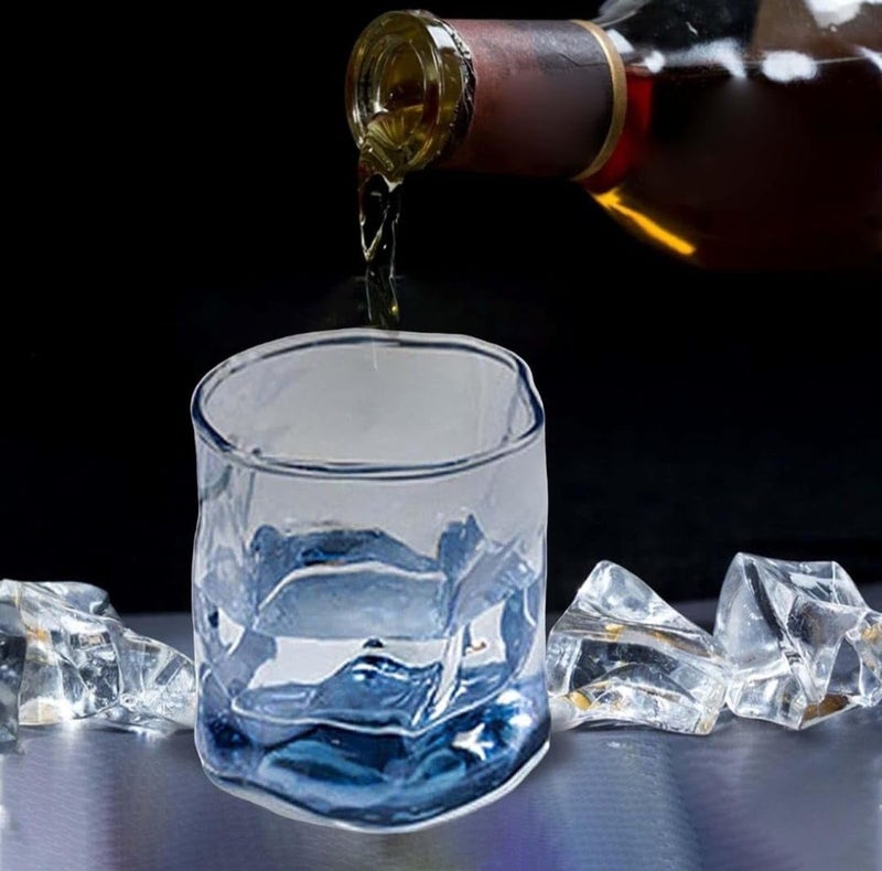 Meghasky Crystel Blue Design Glass Set of 6 200ml Stylish Glasses for Juice Soda Water Whiskey Wine - Image 4