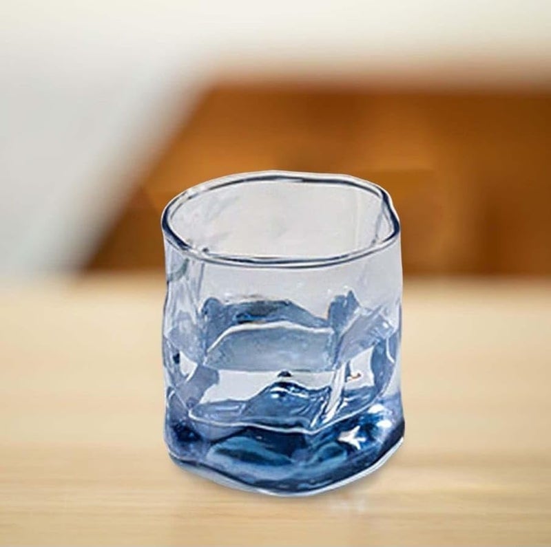 Meghasky Crystel Blue Design Glass Set of 6 200ml Stylish Glasses for Juice Soda Water Whiskey Wine - Image 3