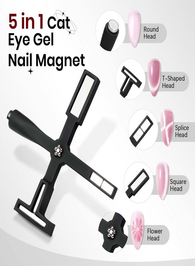 SUPWEE Cat Eye Magnet for Nails 4PCS Nail Polish Magnet for Cat Eye Gel Nail Polish Multi-Function Double-Head Mangtic Stick for 9D Strip Galaxy Cat Eye Nail Art Design DIY Home Manicure - Image 3